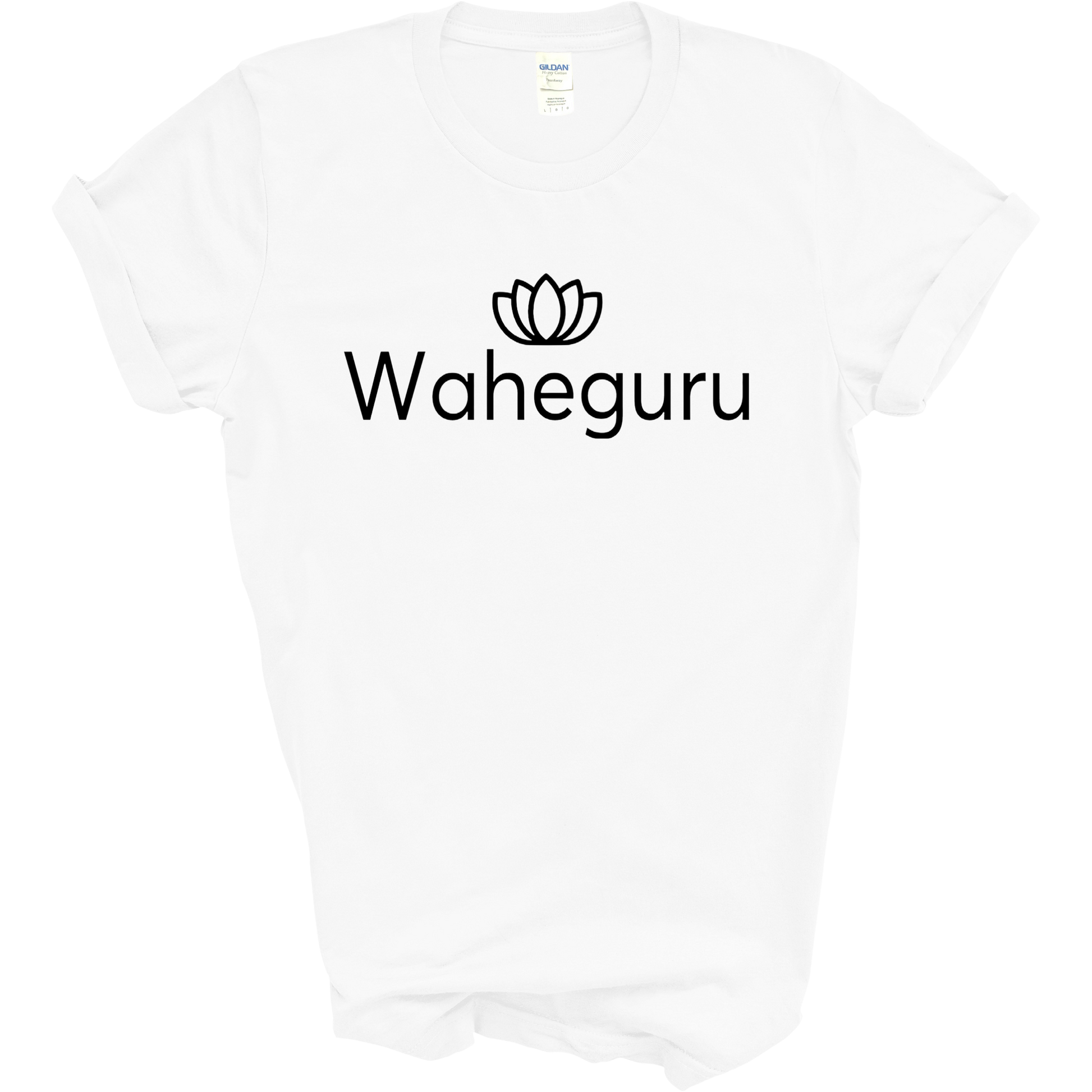 Waheguru black print on white tshirt