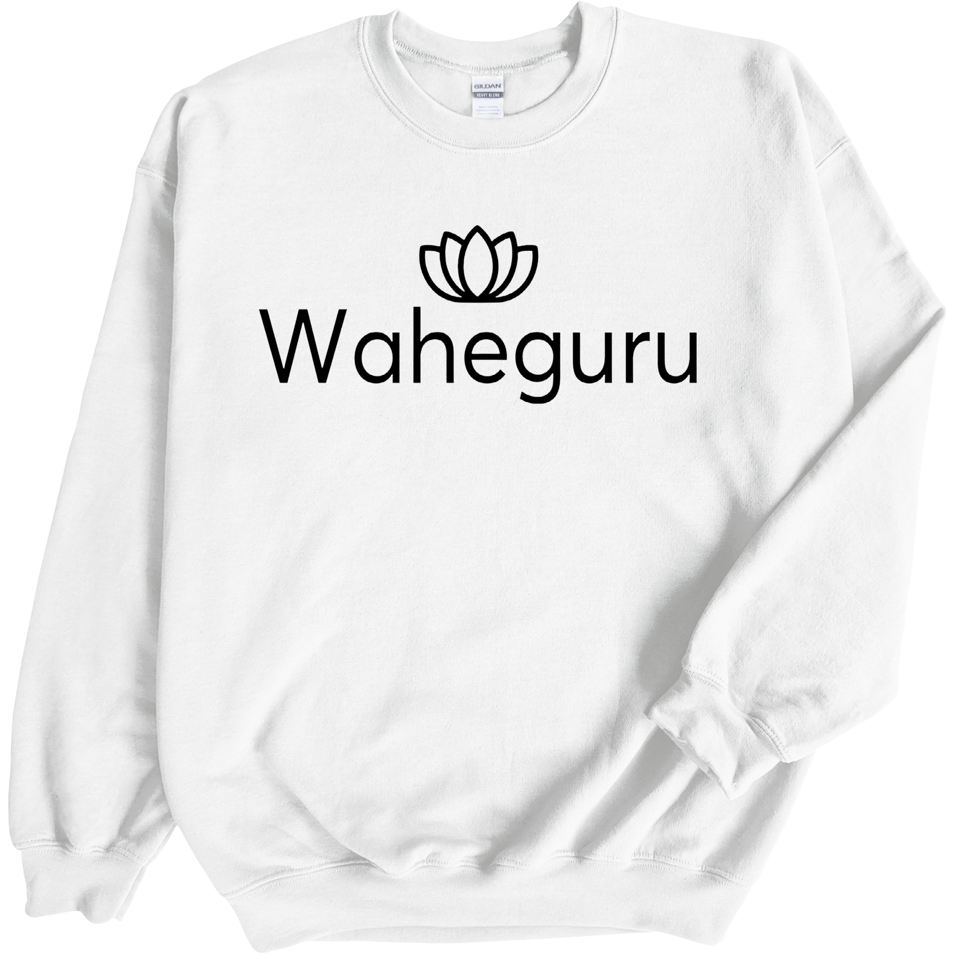 Waheguru black print on white crewneck