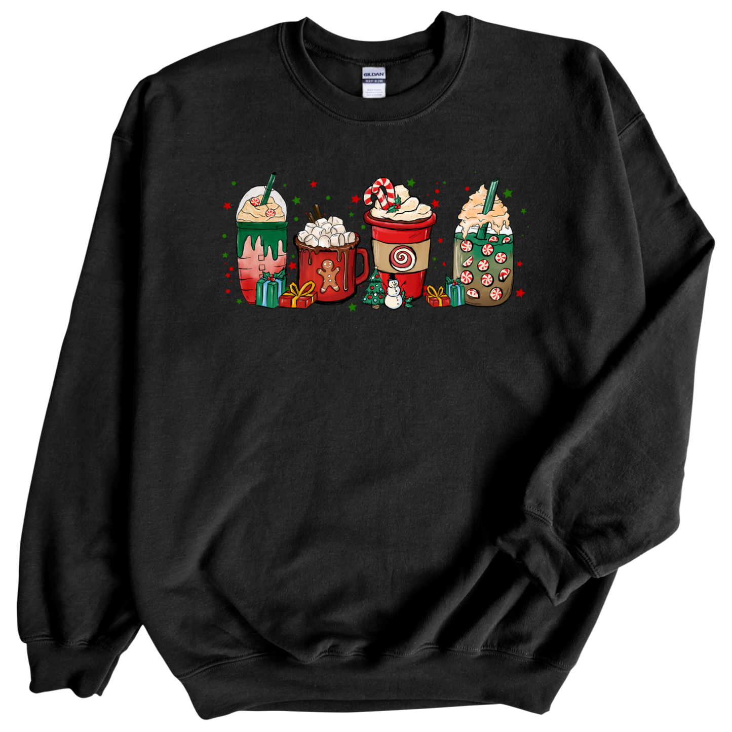 Christmas cups print on crewneck in black color