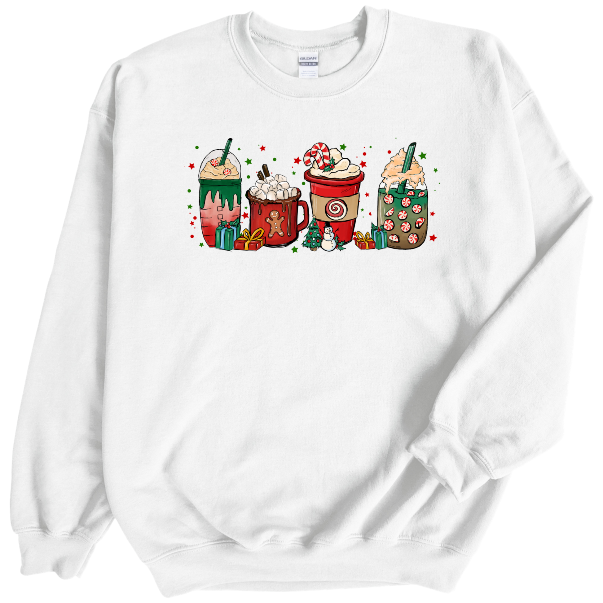Christmas cups print on crewneck in white color