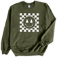 Christmas Checkered Smiley crewneck sweatshirt in Military Green color
