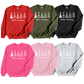 Christmas Trees in white print collage of sweatshirts