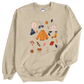 All things fall print on sand color crewneck