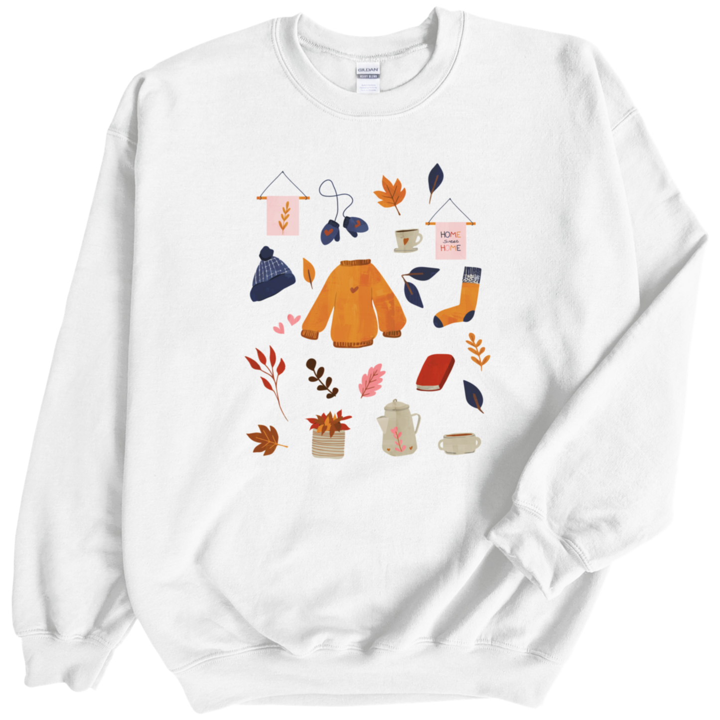 All things fall print on sand color crewneck