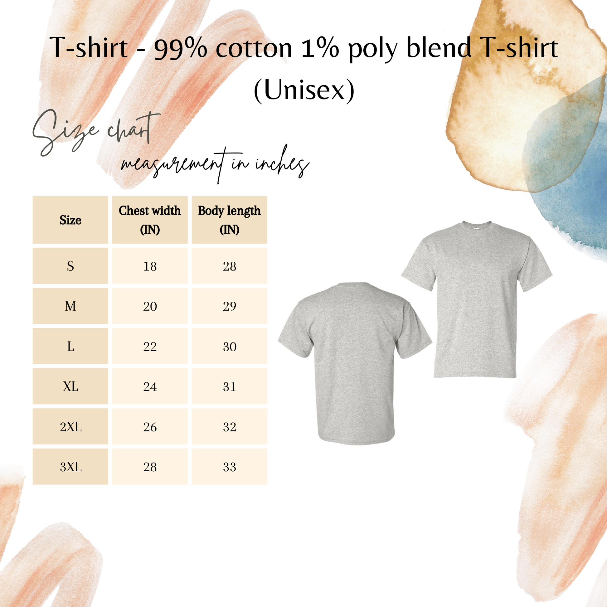 T-shirt size chart
