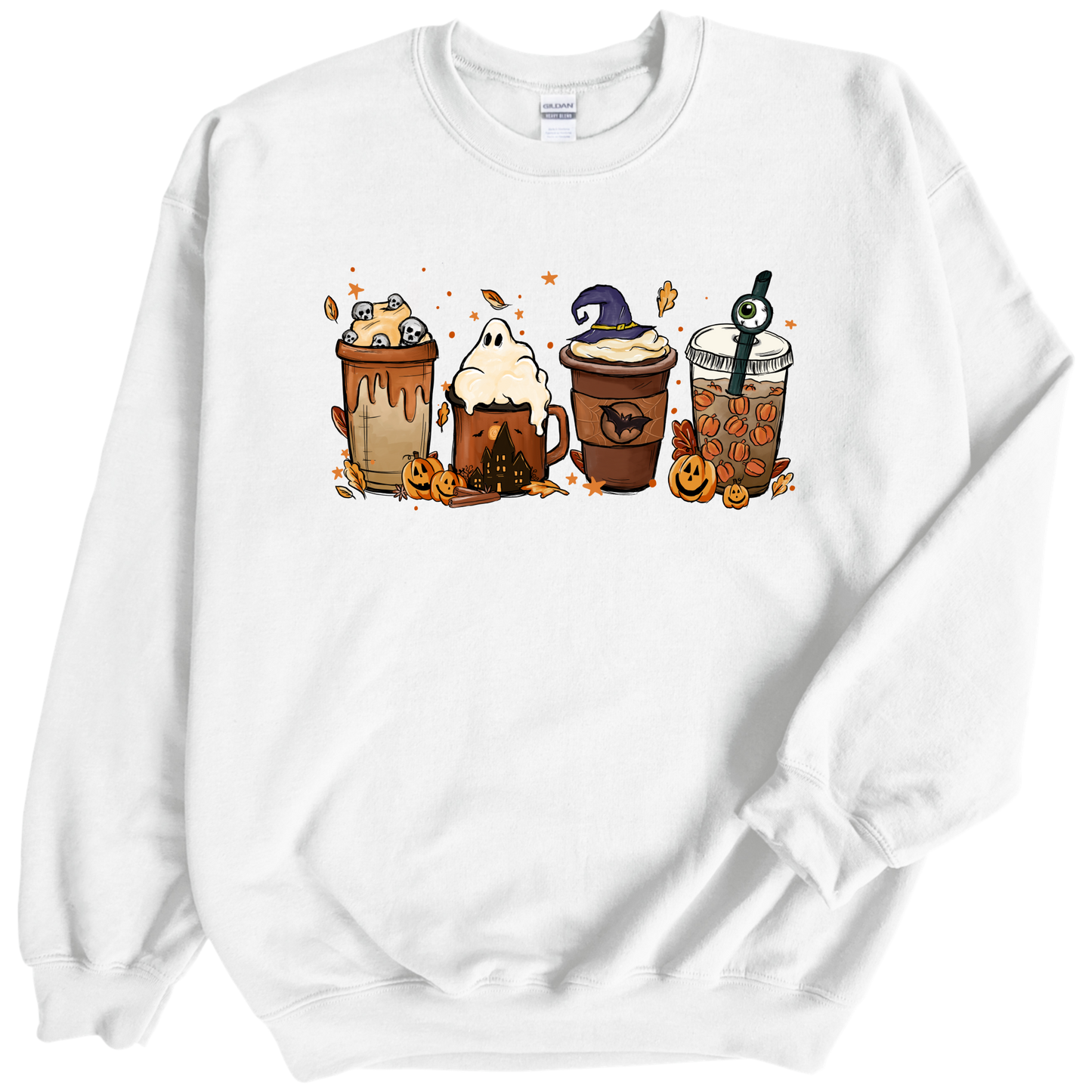 Halloween cups on white color crewneck