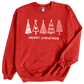 Christmas Trees in white print on Red Crewneck
