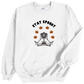 Skeleton yoga Halloween pumpkin print white crewneck