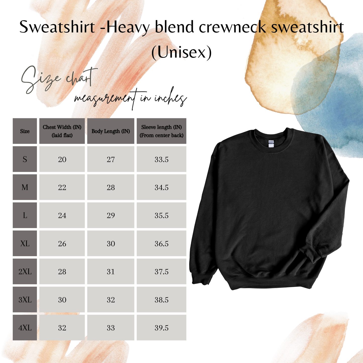 Size Chart Crewneck Sweatshirt